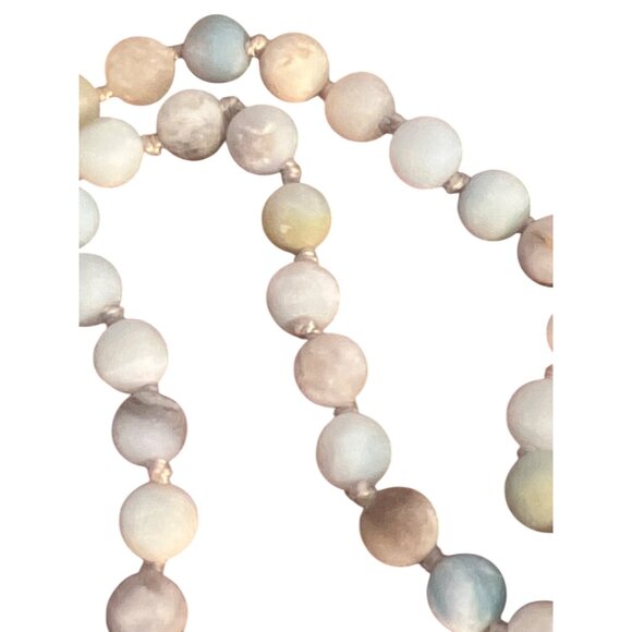 Amazonite Throat Matte Bead Necklace Gold Tone Tassel No Clasp 34" NWOT - Picture 3 of 4